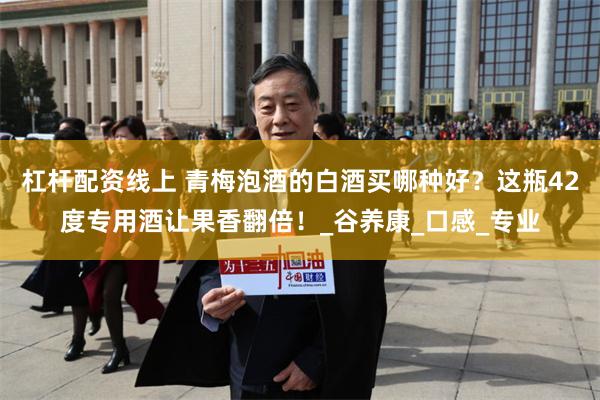 杠杆配资线上 青梅泡酒的白酒买哪种好？这瓶42度专用酒让果香翻倍！_谷养康_口感_专业
