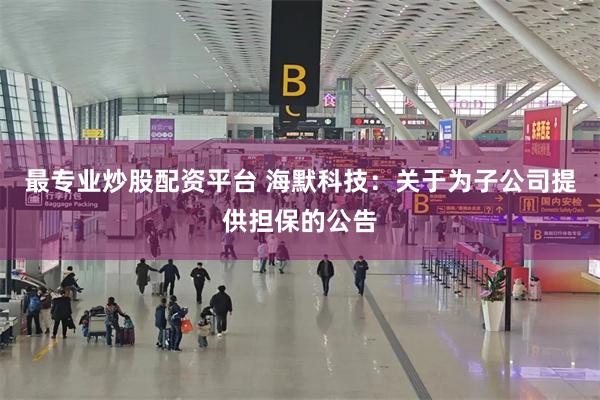 最专业炒股配资平台 海默科技:关于为子公司提供担保的公告